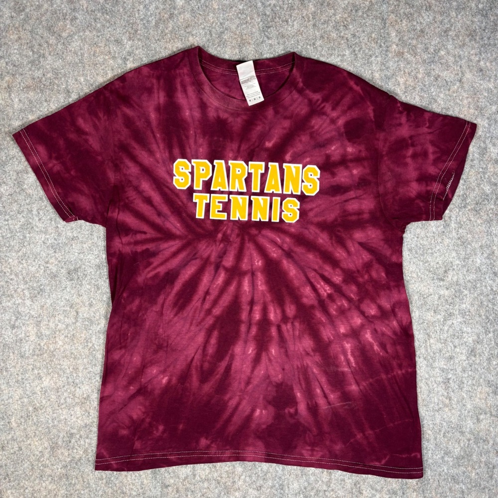 Colortone Spartans Tennis T-Shirt Sz M Maroon Tie Dye‎ Steal Your Face Graphic